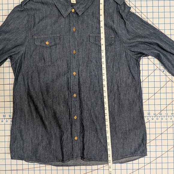 Jones New York Denim Shirt XL Dark Wash Casual Button-Up - Picture 5 of 8